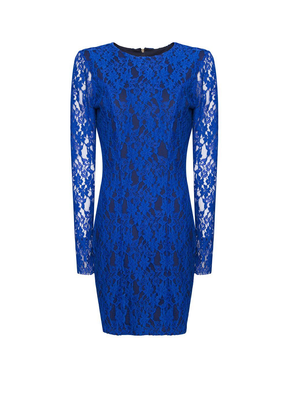 Mango Long Sleeved Lace Dress in Blue | Lyst