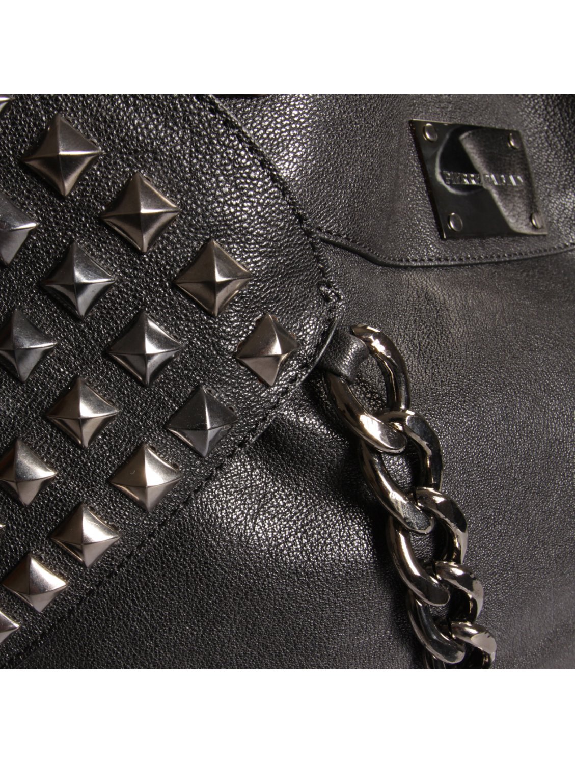 Balmain Top Handle Studded Handbag Black in Black | Lyst