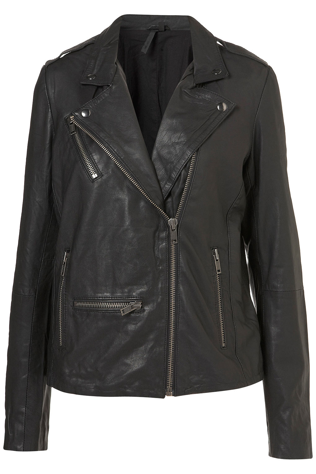 Topshop Longline Leather Biker Jacket By Boutique in Black | Lyst