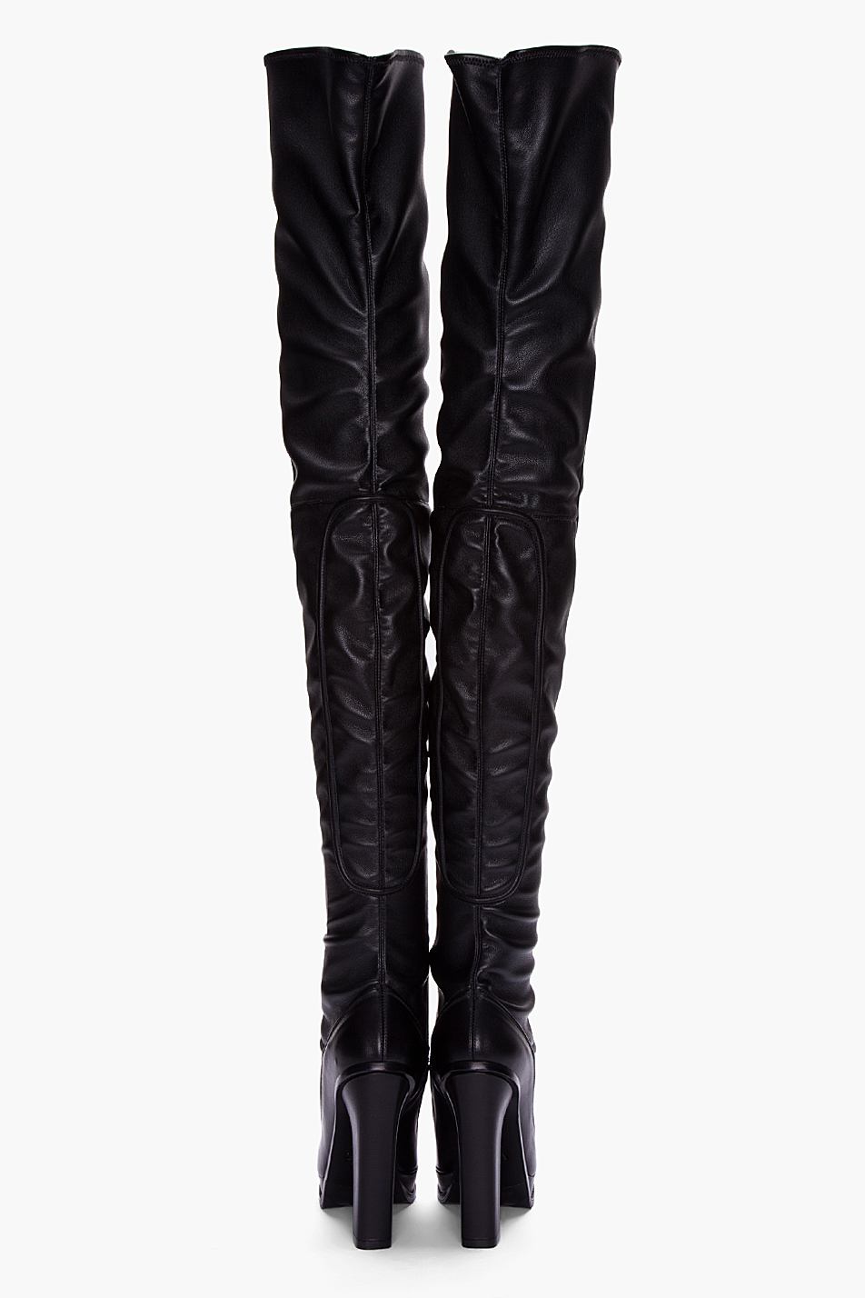 Versus Black Over The Knee Leather Nappa Boots in Black | Lyst