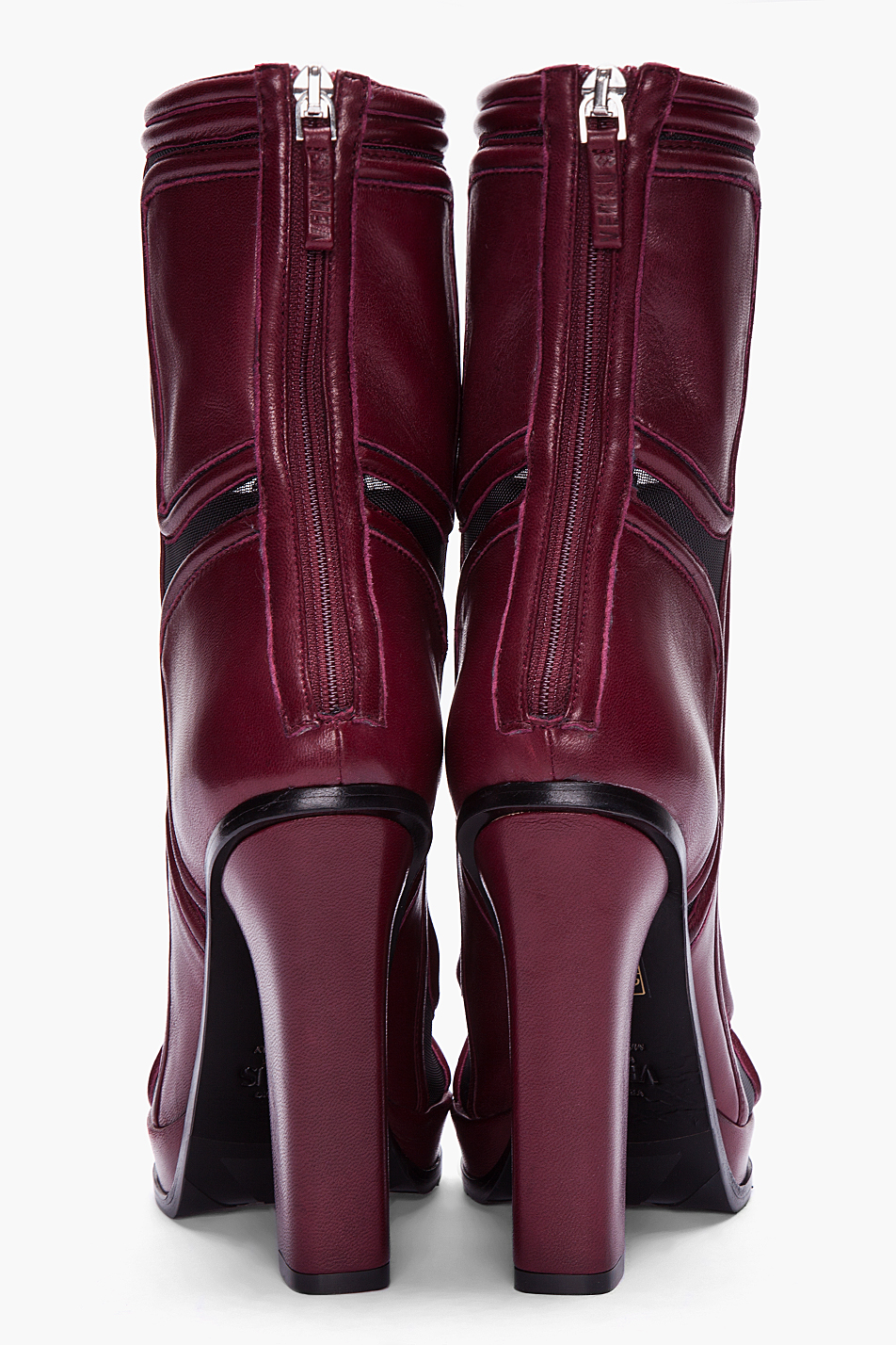 Lyst - Versus Burgundy Paneled Leather Ankle Boots