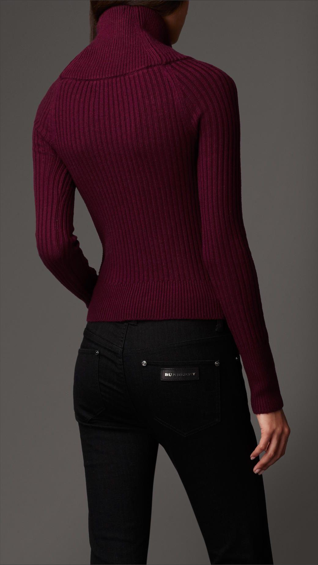 red polo neck sweater