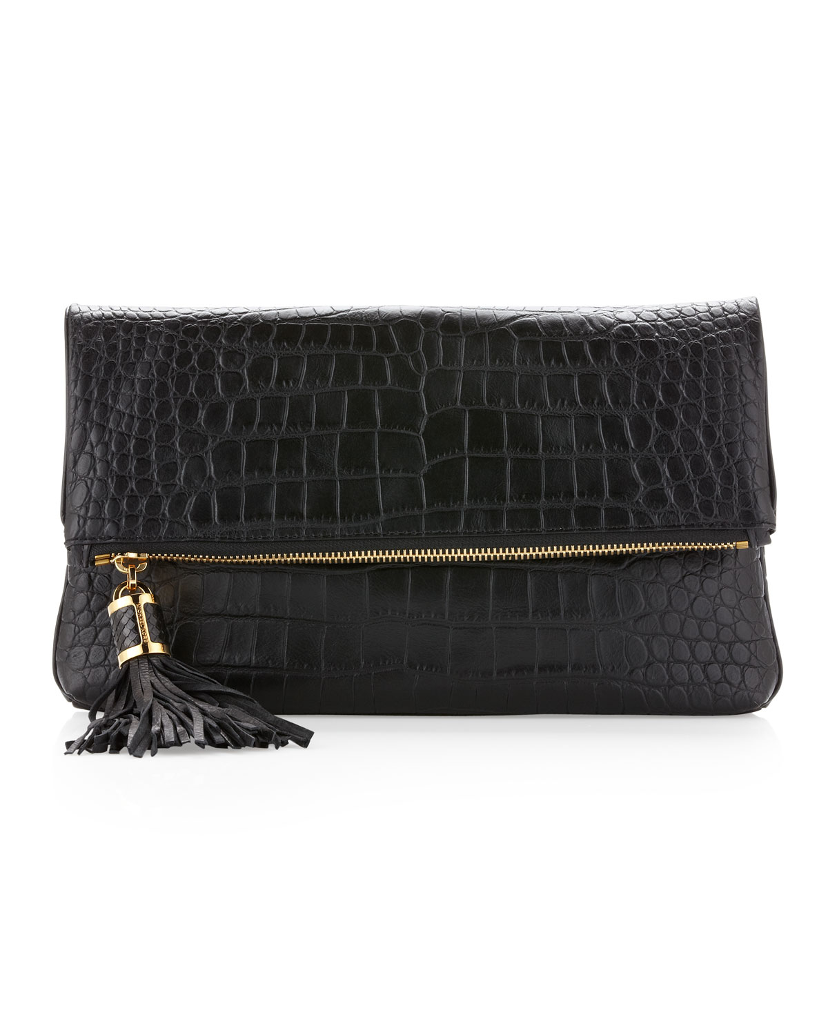 Lyst - Michael kors Large Tonne Foldover Clutch Bag in Black