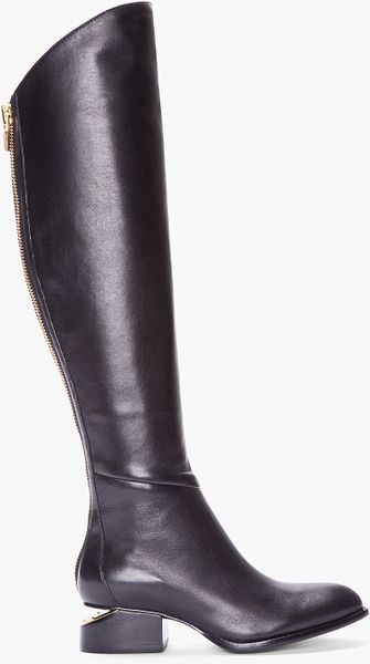 Alexander Wang Knee High Black Leather Sigrid Boots in Black | Lyst