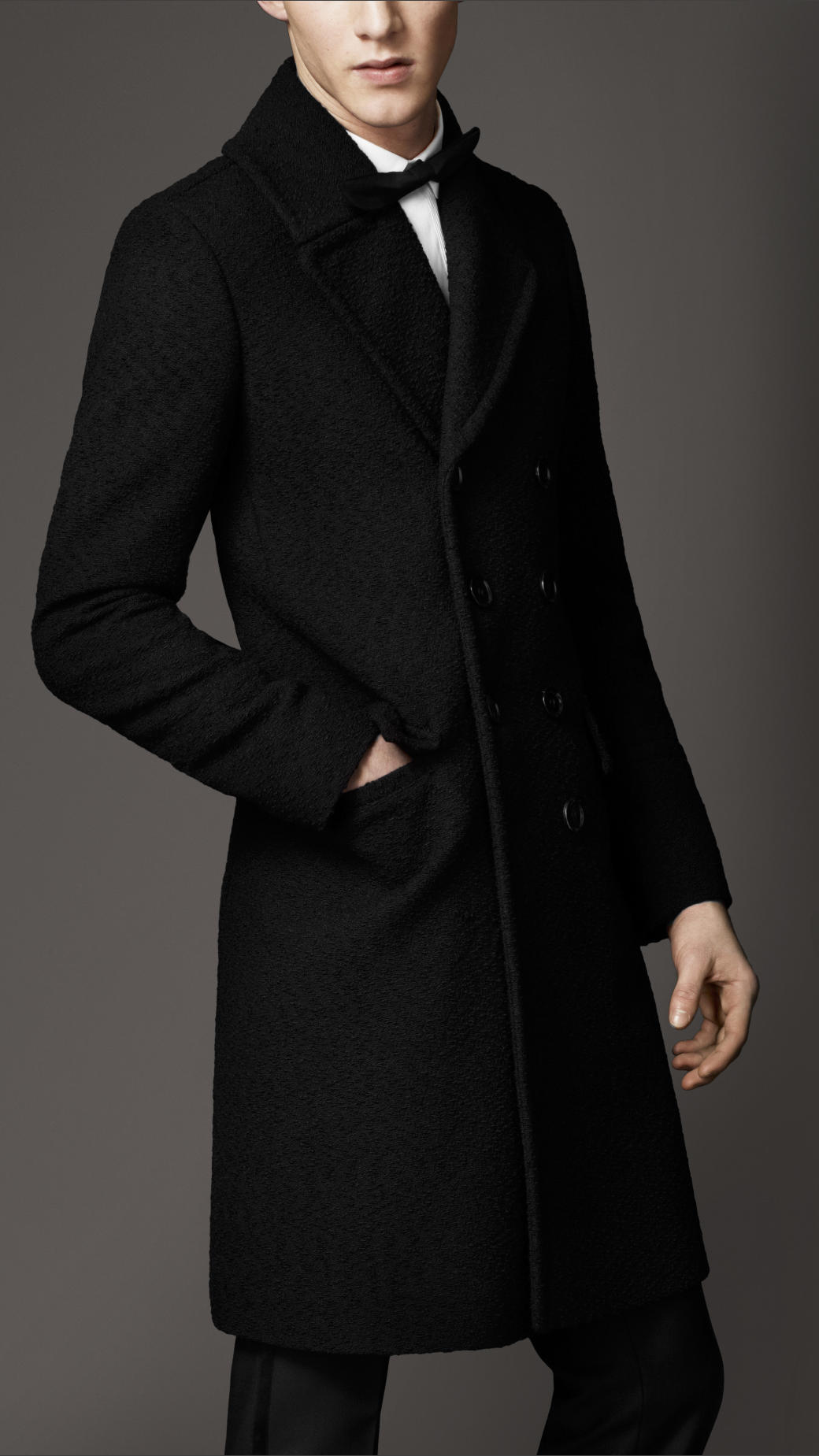 Lyst - Burberry Bouclé Wool Evening Overcoat in Black for Men