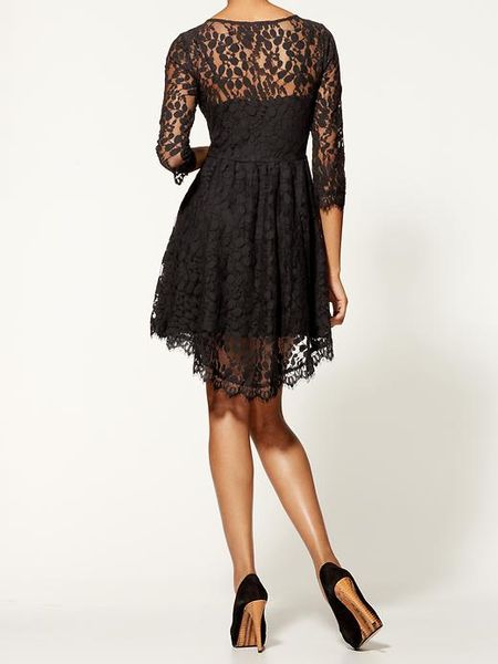 Free People Floral Mesh Lace Dress in Black | Lyst