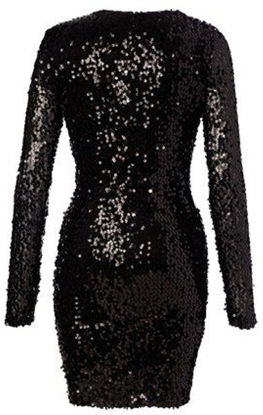 French Connection Lust Sequin Fitted Dress in Black | Lyst