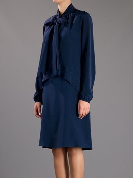 Derek Lam Pussy Bow Dress in Blue