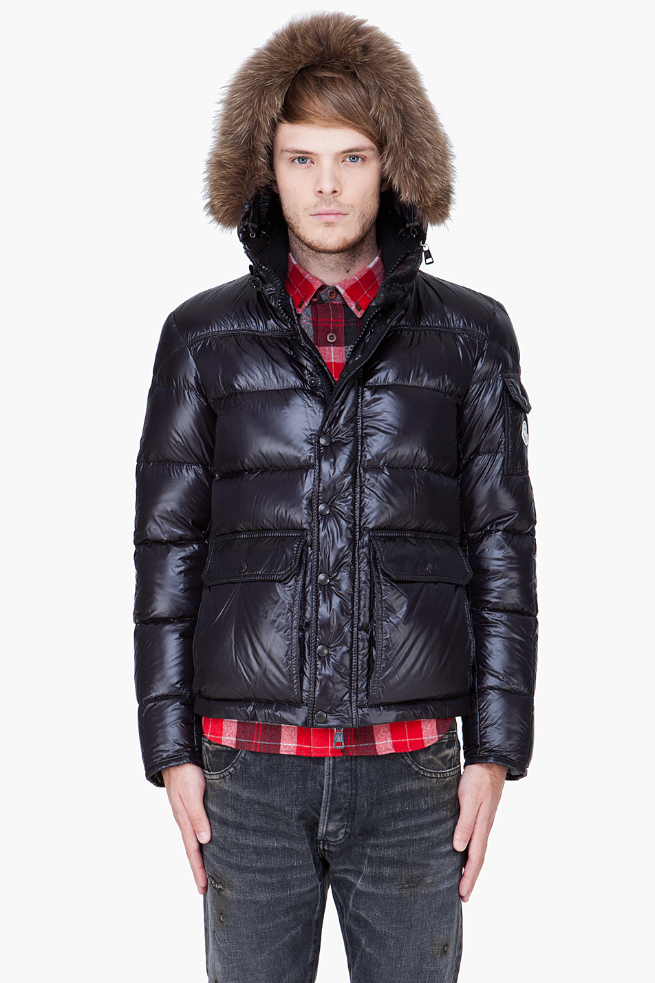 Lyst - Moncler Black Coyote Fur Hood Hubert Jacket in Black for Men