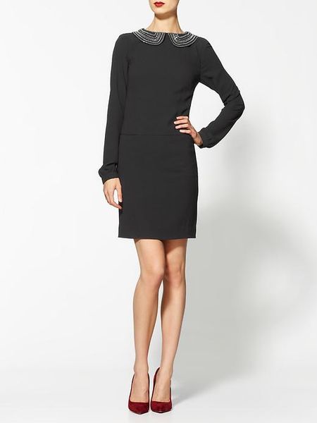 Trina Turk Baroness Peter Pan Collar Dress in Black | Lyst