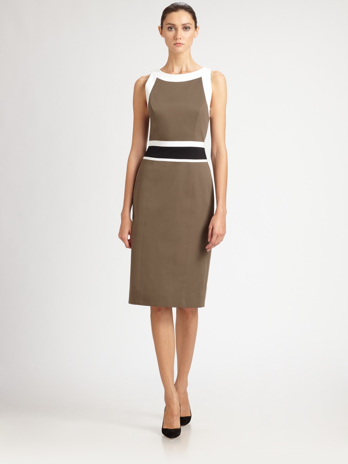 Carolina Herrera Colorblock Dress in Green | Lyst