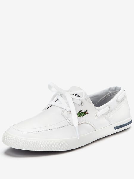 Lacoste Mens Newton Boat Shoes in White for Men | Lyst