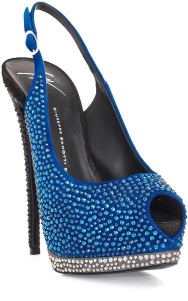Giuseppe Zanotti Swarovski Crystal Shoes in Blue (cobalt) | Lyst