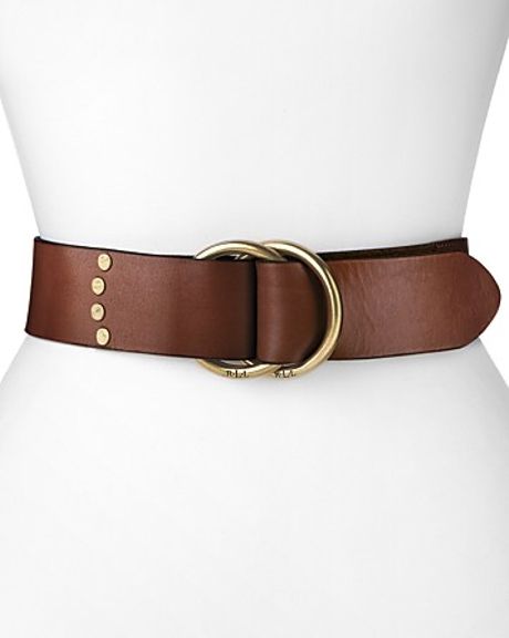 Lauren By Ralph Lauren Belt Double Ring Pullback Leather in Brown | Lyst