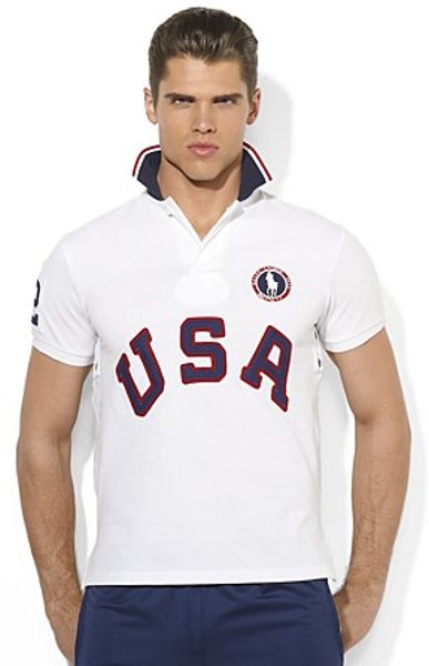 Ralph Lauren Team Usa Olympic Mesh Polo in White for Men | Lyst