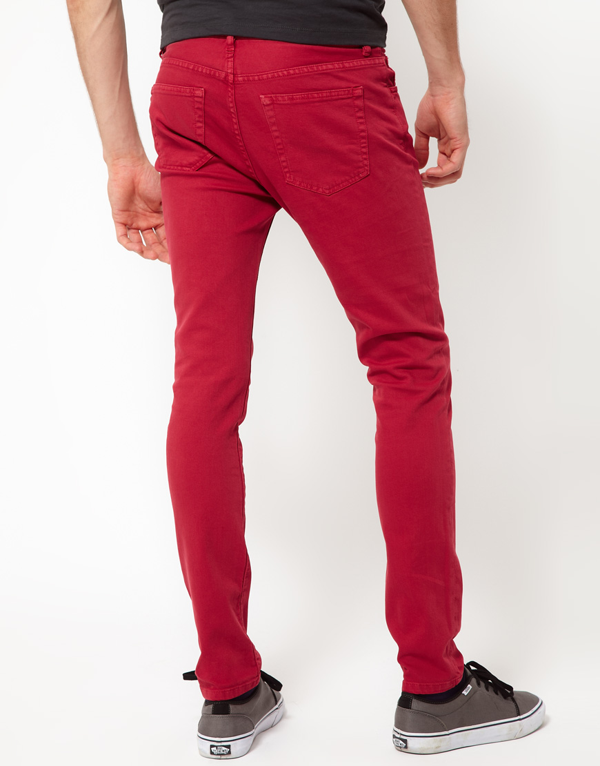 River island Skinny Jeans in Red for Men | Lyst