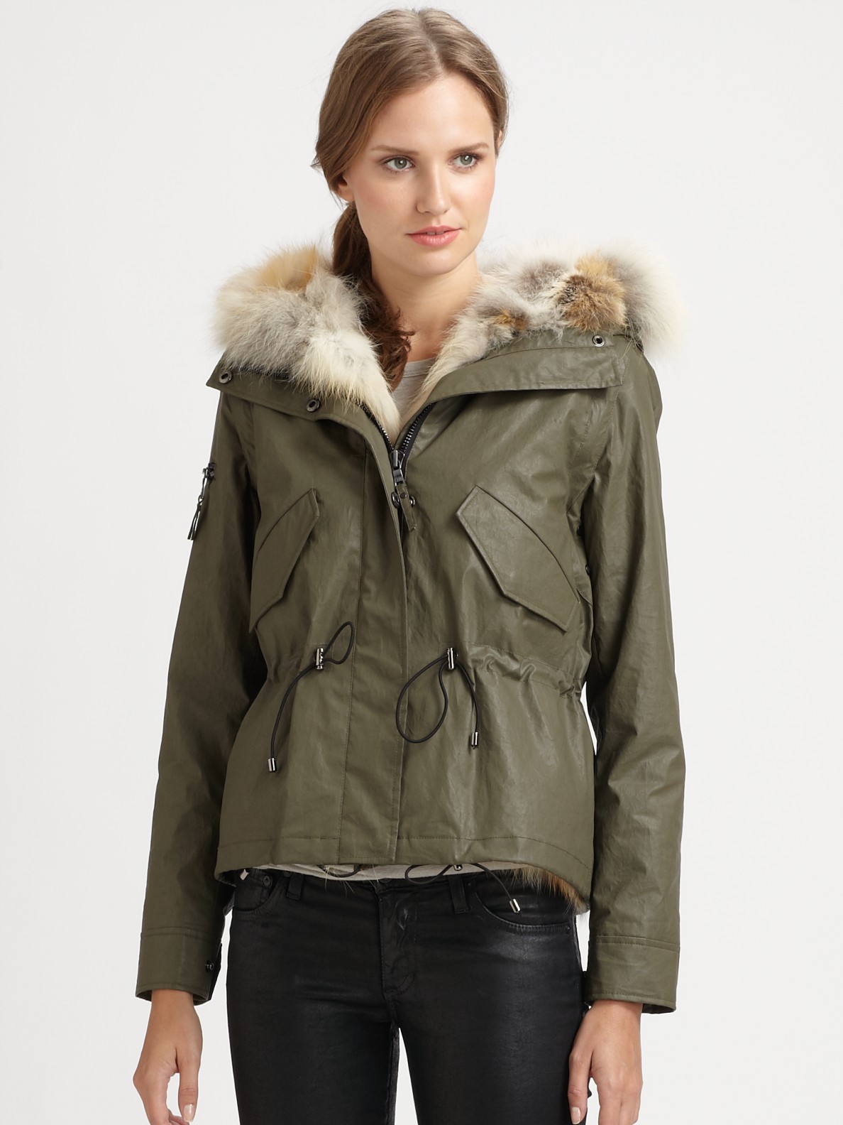 Sam. Reversible Fox Fur Parka in Green | Lyst