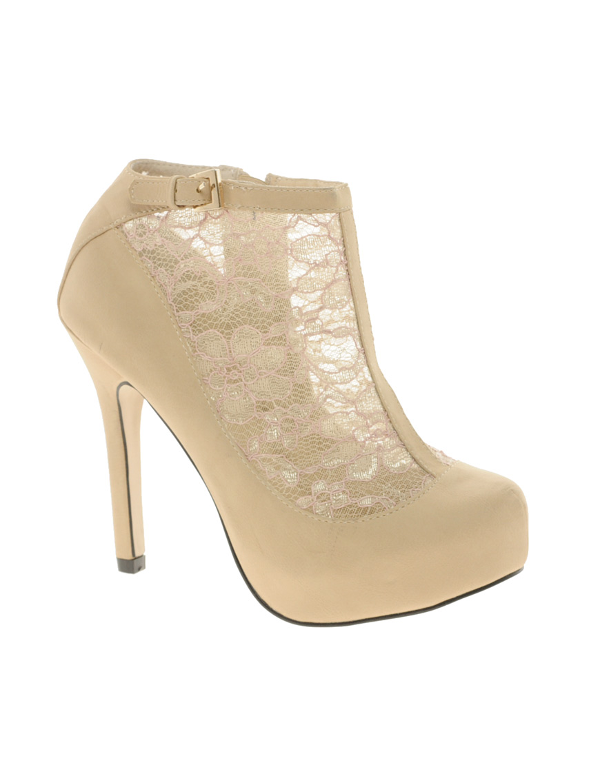 Lyst - Asos Asos Twinkle Shoe Boots with Lace Detail in Natural