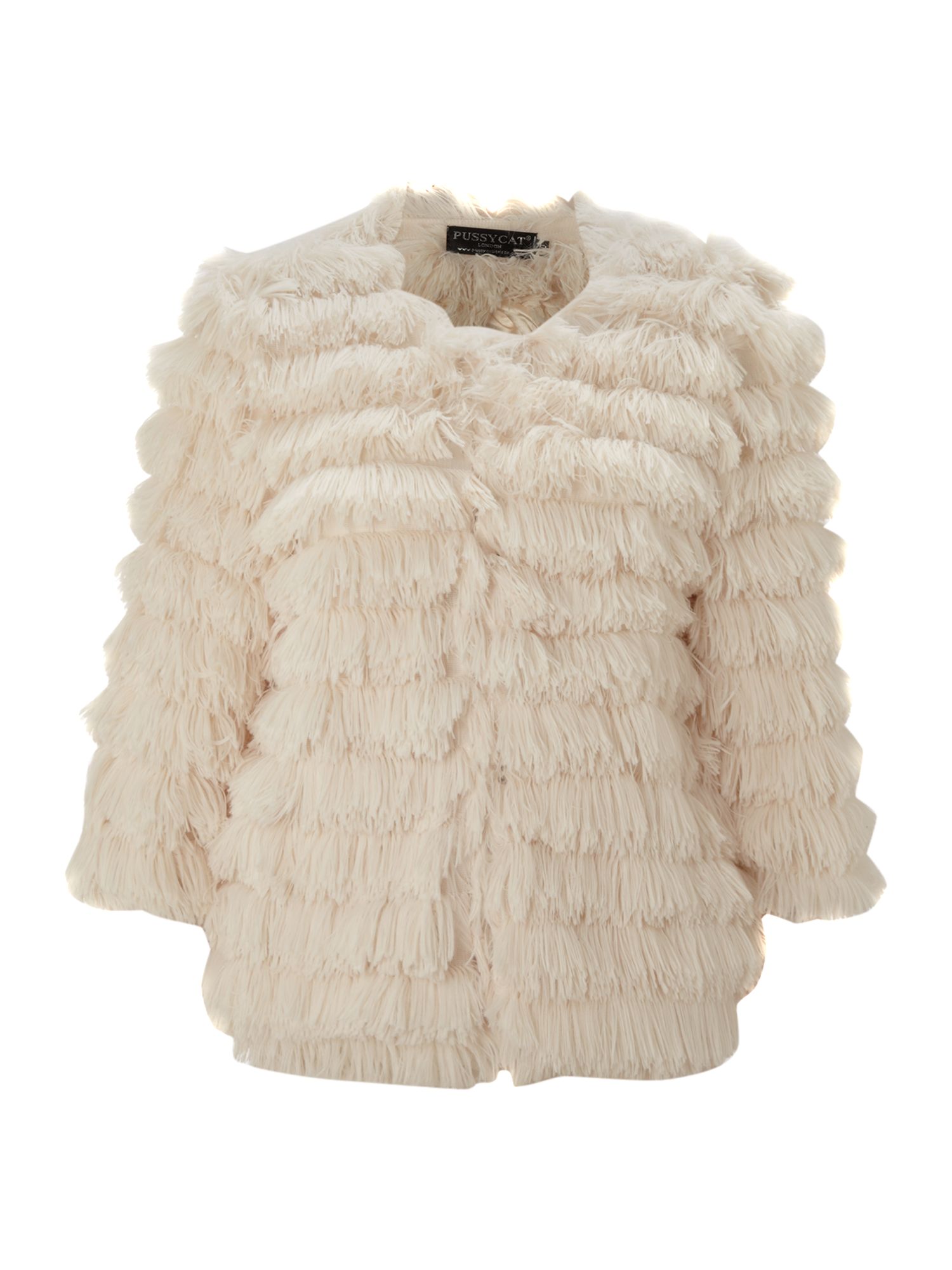 Pussycat Layered Fluffy Jacket in Beige (cream) | Lyst