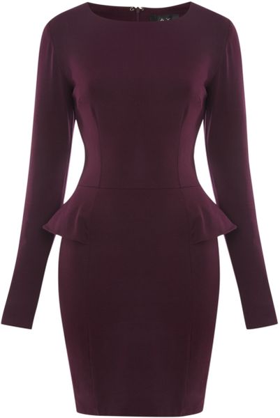 Ax Paris Long Sleeve Peplum Dress in Purple | Lyst