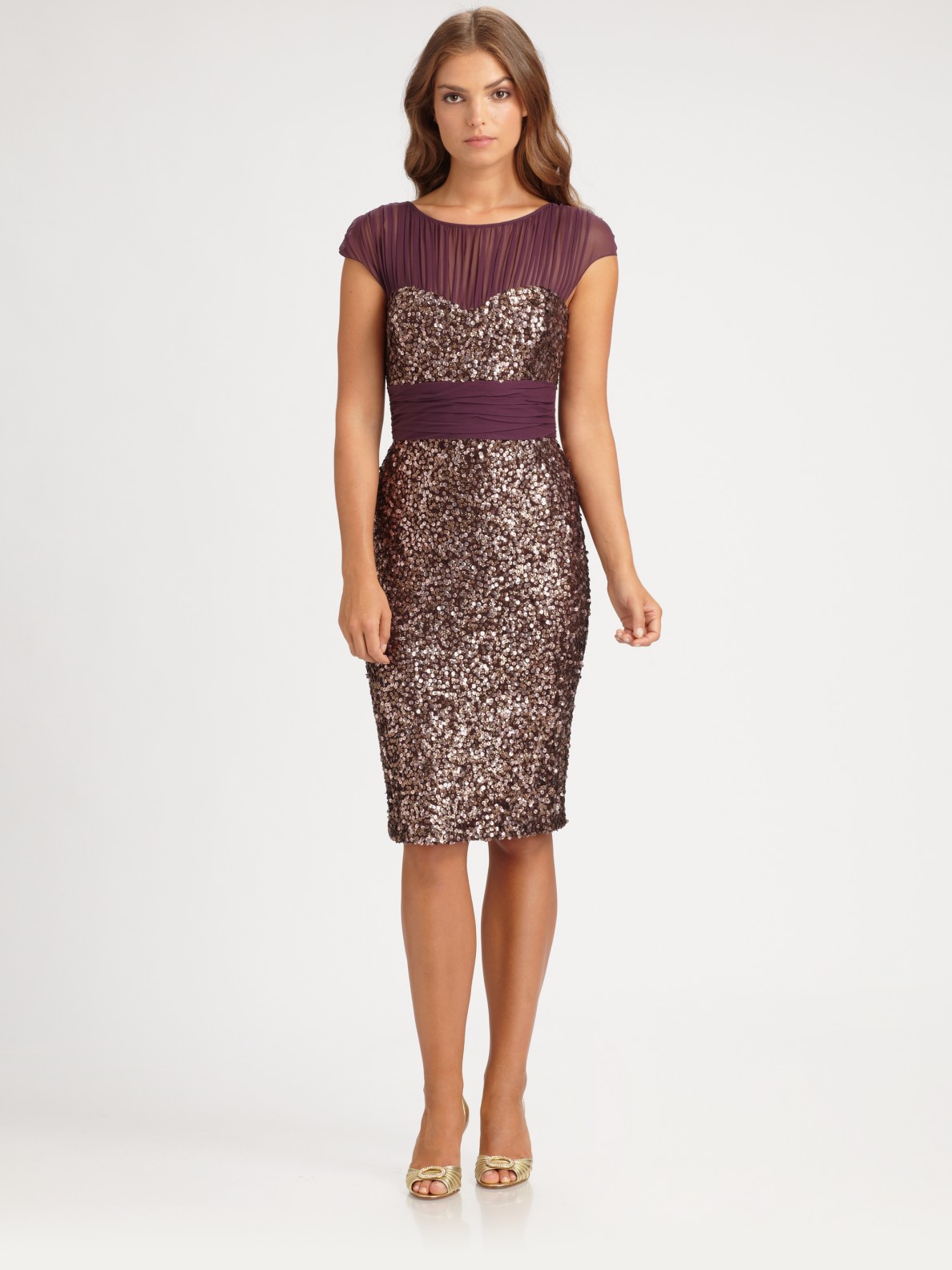 badgley mischka plaid sequin gown