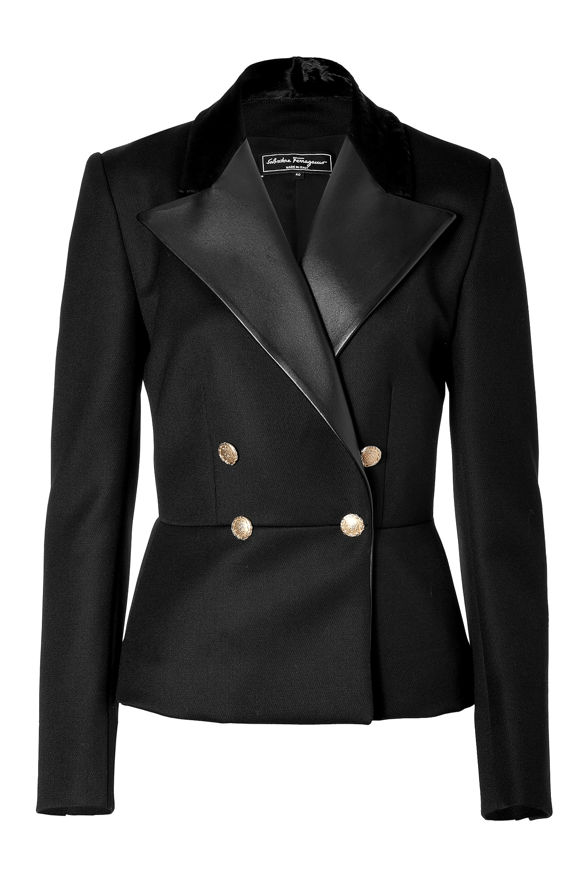 Lyst - Ferragamo Wool Jacket with Fur Leather Lapels in Black