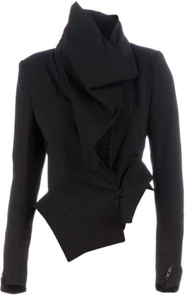 Ann Demeulemeester Asymmetric Structured Jacket in Black | Lyst