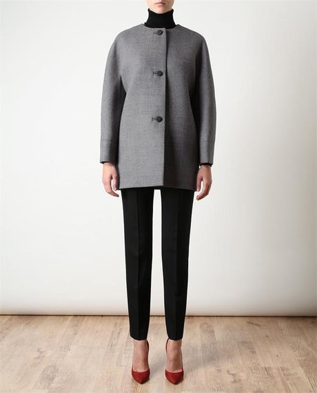 Balenciaga Woven Wool Coat in Gray (grey) | Lyst