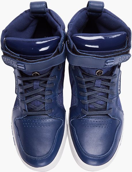 G-star Raw Navy Leather Yard Bullion Sneakers in Blue for Men (navy) | Lyst
