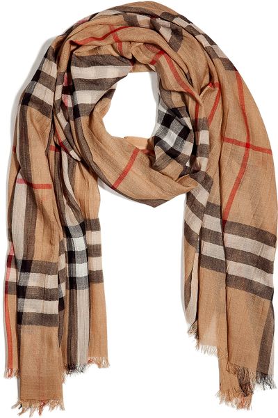 Burberry giant camel check wool & silk scarf Brand New With Tag | eBay