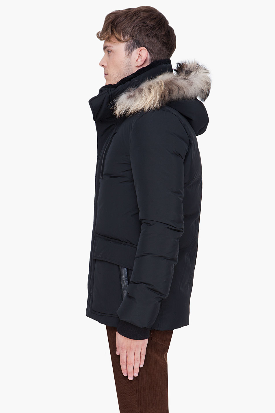 black coat with fur hood cheap