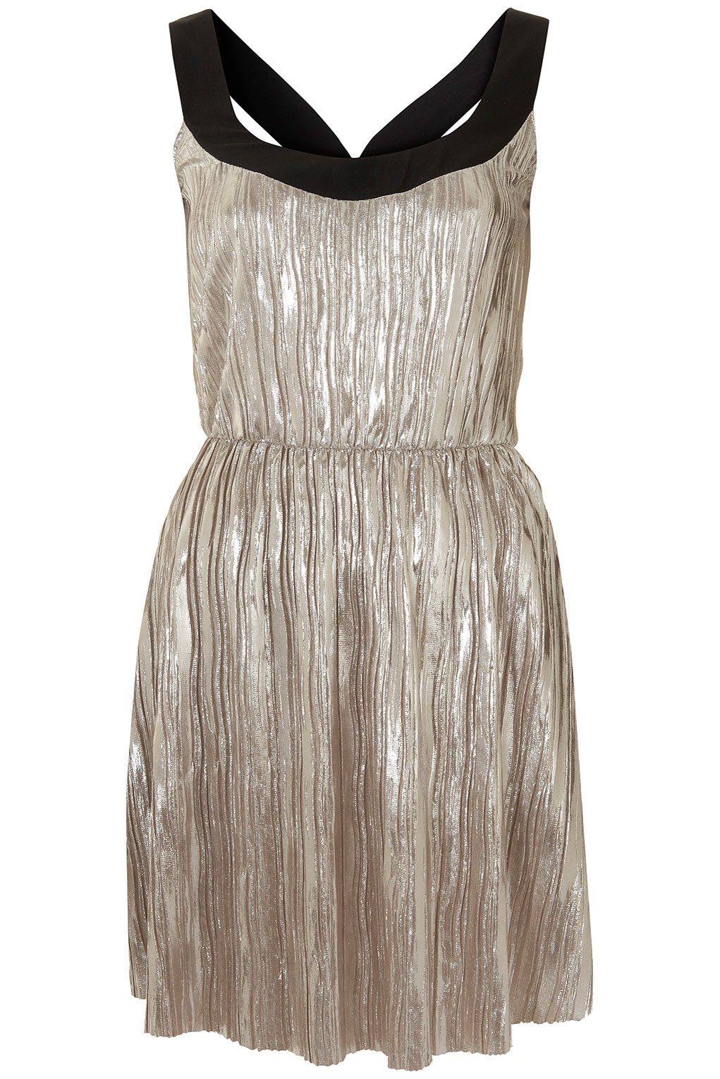 Topshop Pleated Foil Dress By Oh My in Gold (silver) | Lyst