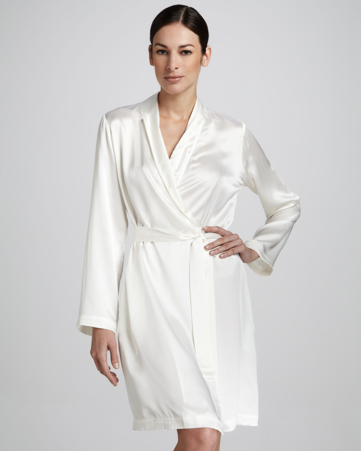 Lyst - La Perla Studio Silk Robe in White