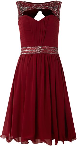 Little Mistress Harness Embellished Dress in Red (burgundy) | Lyst