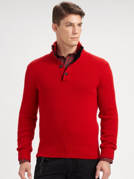 Polo Ralph Lauren Cashmere Mockneck Sweater in Red for Men | Lyst