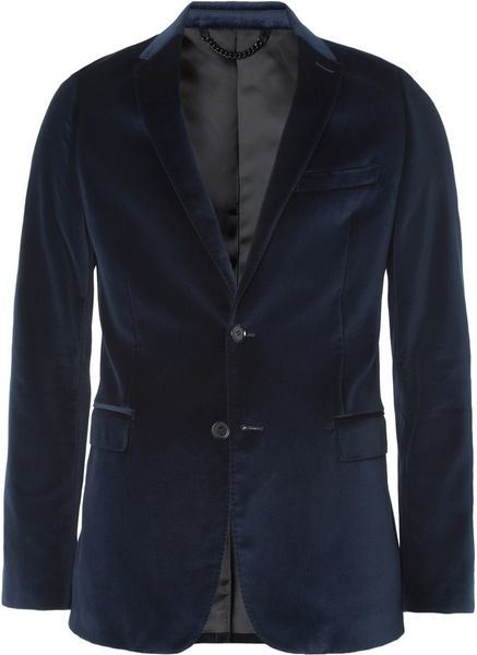 Burberry Slimfit Velvet Blazer in Blue for Men | Lyst