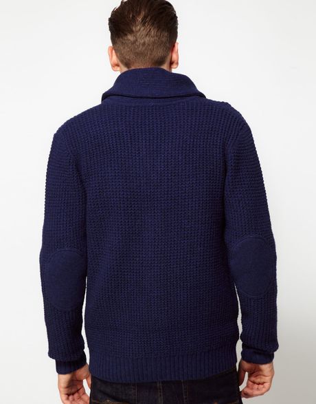 Fred Perry Cardigan Waffle Shawl Collar in Blue for Men | Lyst