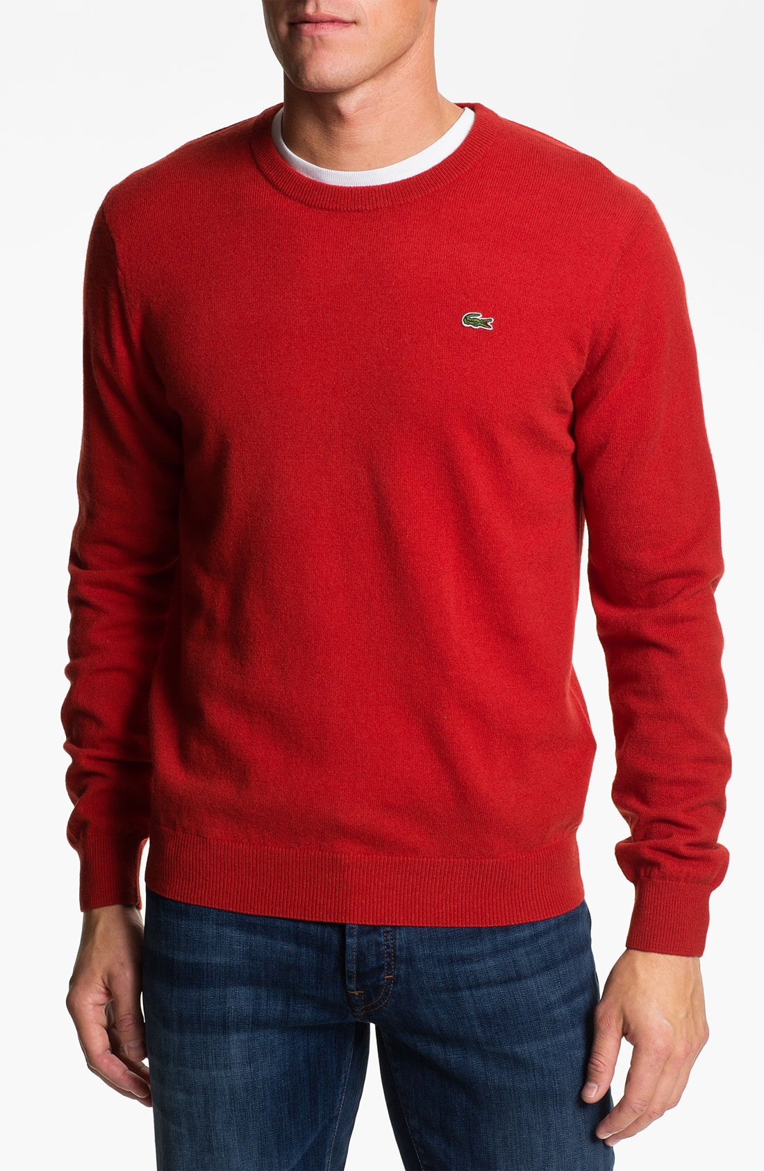 Lacoste Crewneck Wool Sweater in Red for Men (candy/ red) | Lyst