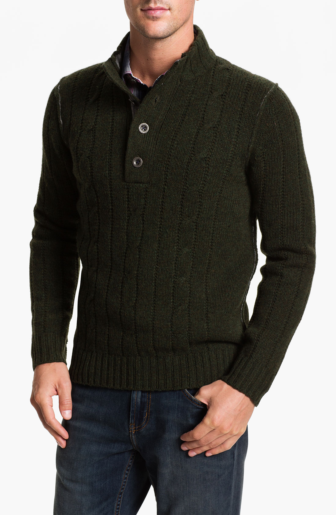 Tommy Bahama Outer Banks Mock Neck Cable Knit Sweater in Black for Men ...
