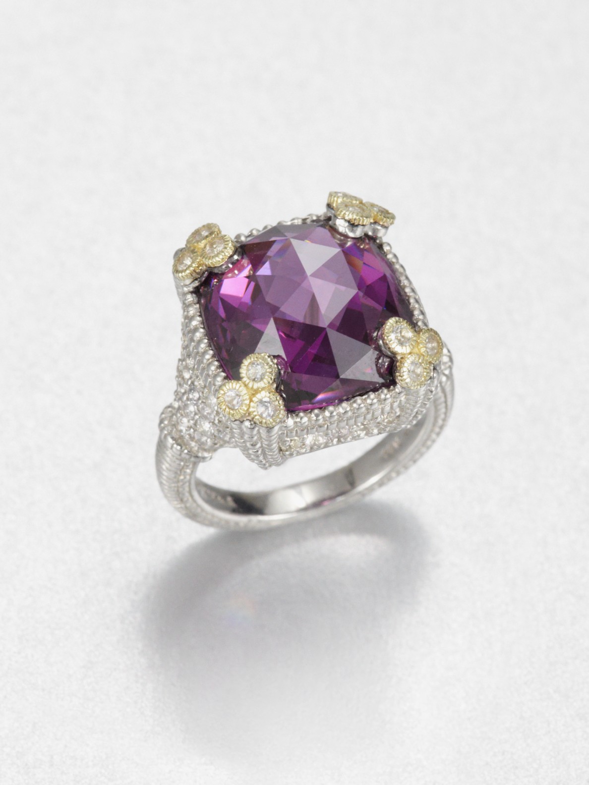 Judith Ripka White Sapphire Crystal Cocktail Ring in Silver (purple) | Lyst