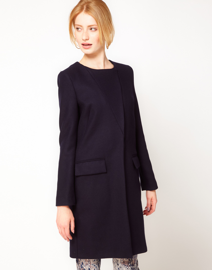 Lyst - French Connection Clean Line Tailored Coat in Blue