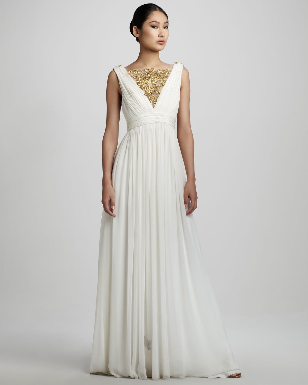 Notte by marchesa Embroidered Grecian Gown in White - Lyst