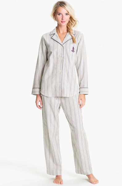 Lauren By Ralph Lauren Sleepwear Brush Twill Plaid Pajamas in Gray ...