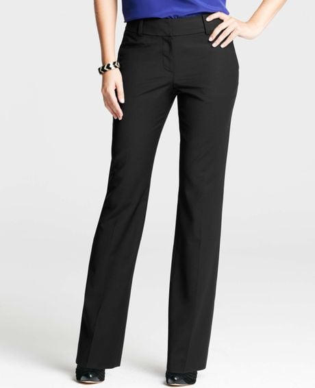 Ann Taylor Tall Curvy Tropical Wool Straight Leg Pants in Black | Lyst