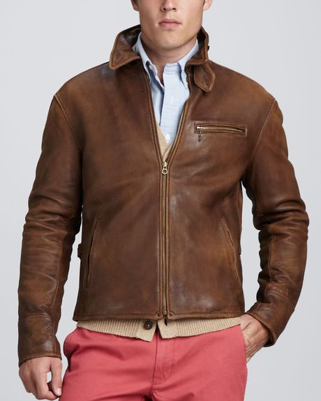 Polo Ralph Lauren Leather Newsboy Jacket in Brown for Men | Lyst