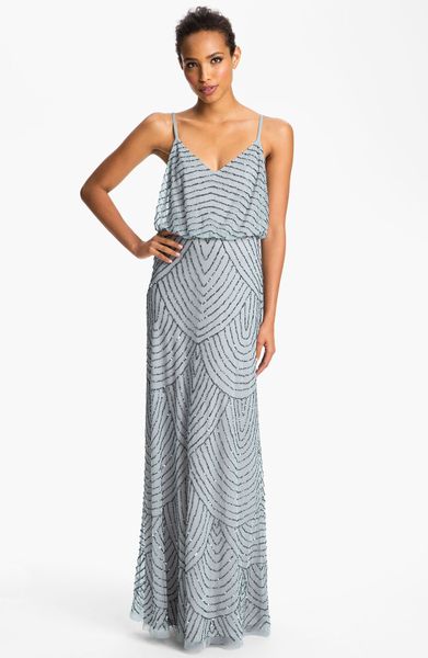 Adrianna Papell Sequin Gown in Gray (slate) | Lyst