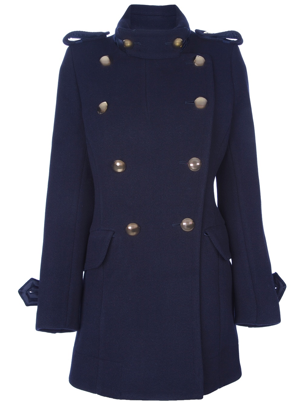 Sacai Double Breasted Military Coat in Blue (navy) | Lyst
