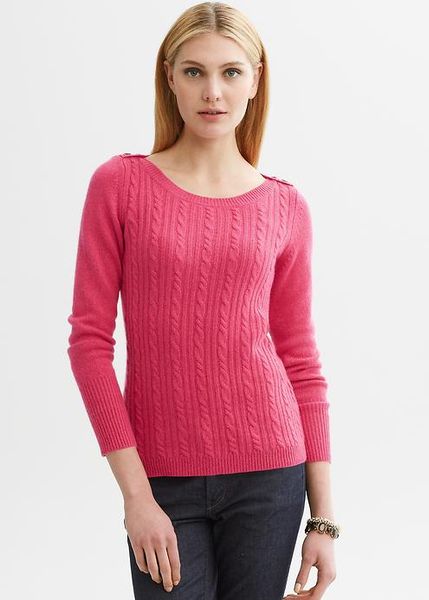 Banana Republic Cashmere Cableknit Sweater in Purple (dragonfruit) | Lyst