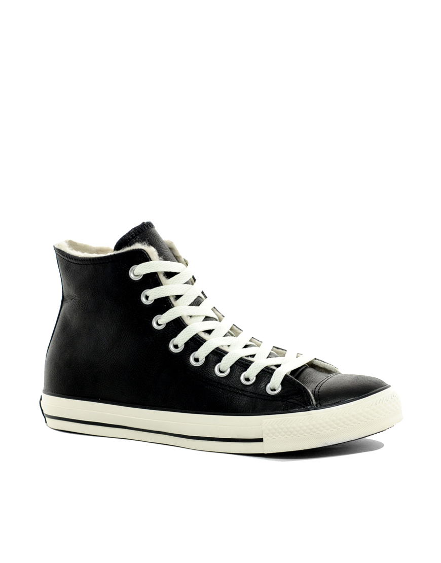 Converse Shearling Lined Hitop Trainers in Black for Men | Lyst