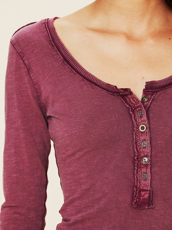 Lyst Free People Crochet Cuff Henley in Purple